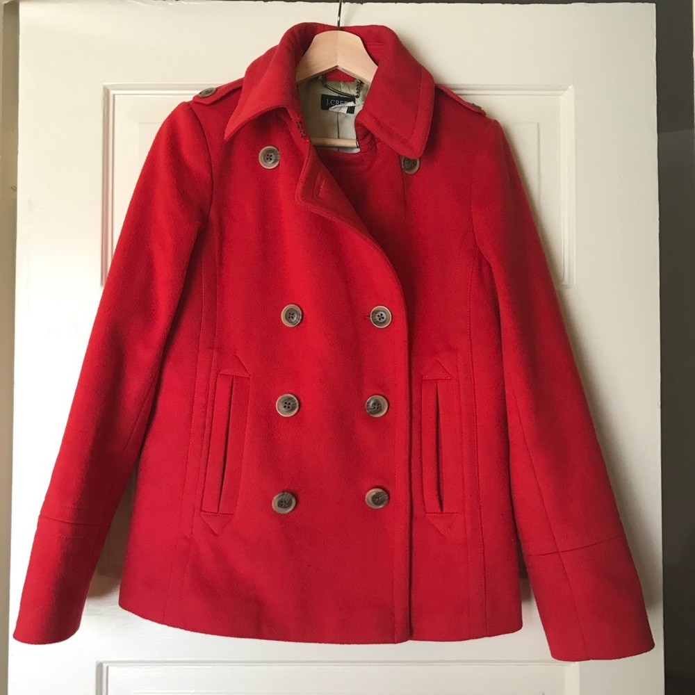 J.Crew Red Pea Coat - Size M
